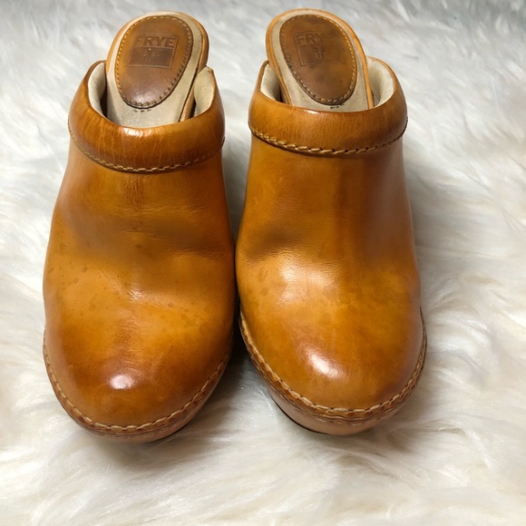 Frye Saddle Tan Heeled Mules - Picture 6 of 7